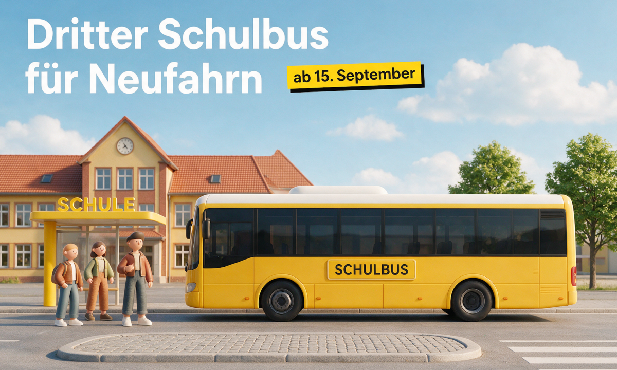 Schülerinnen und Schüler steigen in einen Schulbus in Neufahrn ein