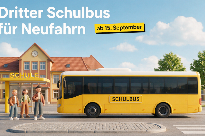 Schülerinnen und Schüler steigen in einen Schulbus in Neufahrn ein